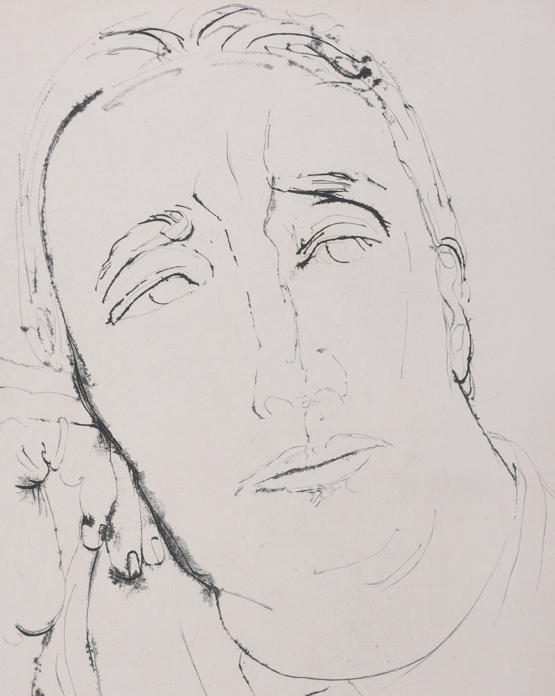 Henry de WAROQUIER : Visage à la main, Gravure originale signée