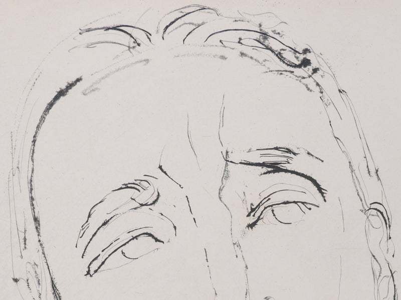 Henry de WAROQUIER : Visage à la main, Gravure originale signée