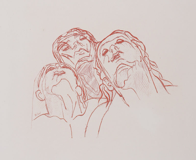 Henry de WAROQUIER : Trois femmes pensives, Gravure originale signée