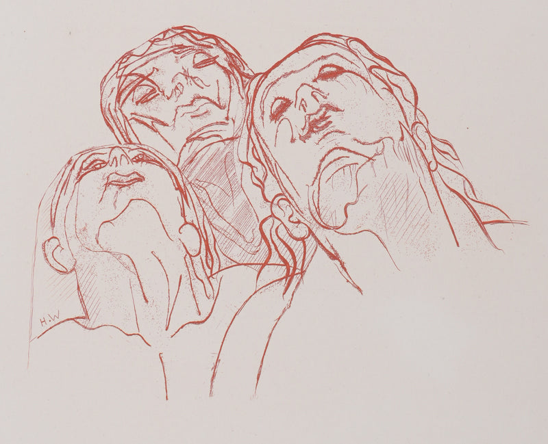 Henry de WAROQUIER : Trois femmes pensives, Gravure originale signée