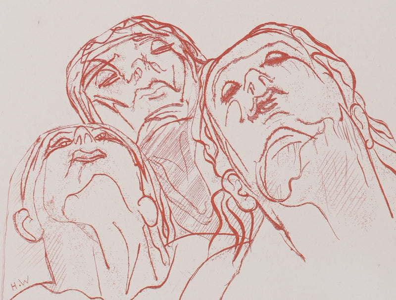 Henry de WAROQUIER : Trois femmes pensives, Gravure originale signée