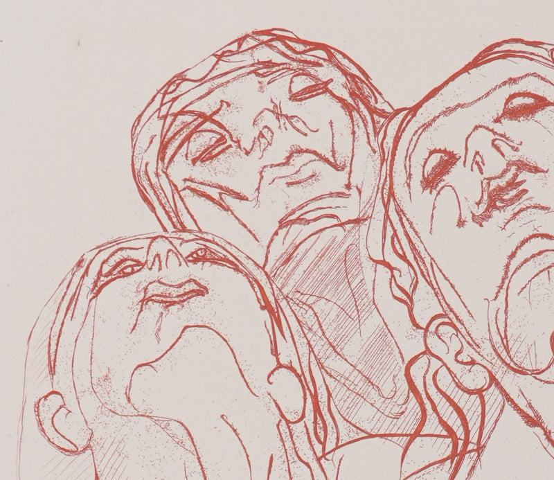 Henry de WAROQUIER : Trois femmes pensives, Gravure originale signée