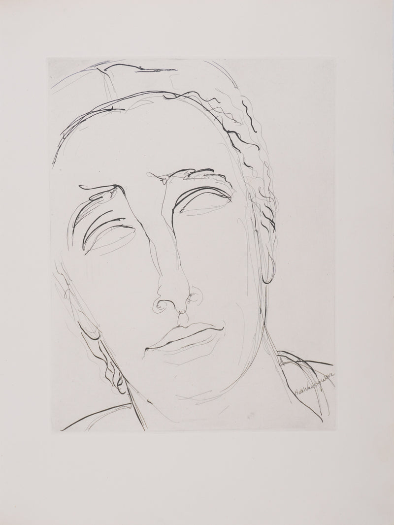 Henry de WAROQUIER : Portrait rêveur, Gravure originale signée