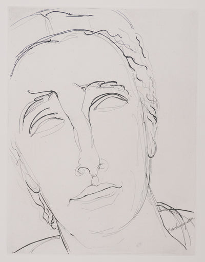 Henry de WAROQUIER : Portrait rêveur, Gravure originale signée