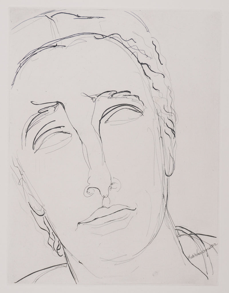 Henry de WAROQUIER : Portrait rêveur, Gravure originale signée