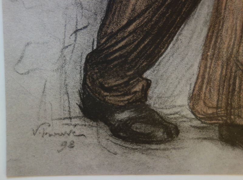Victor PROUVE : Les joies de la famille, le baiser, Lithographie originale signée