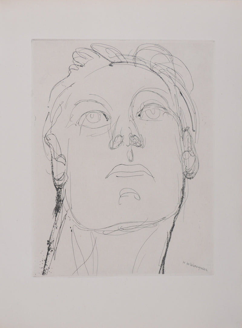 Henry de WAROQUIER : Portrait silencieux, Gravure originale signée