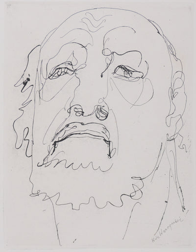 Henry de WAROQUIER : Portrait d'un homme barbu, Gravure originale signée