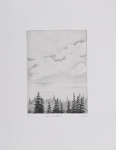 Camille COMBE : Lac norvégien, Gravure originale signée