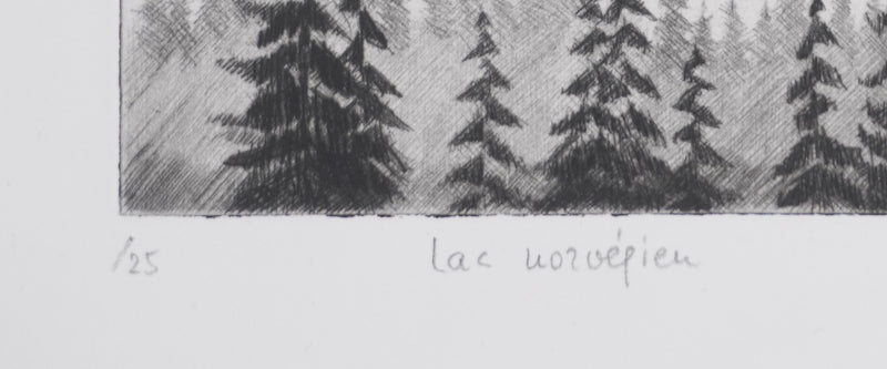 Camille COMBE : Lac norvégien, Gravure originale signée