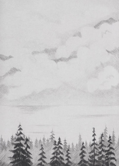 Camille COMBE : Lac norvégien, Gravure originale signée