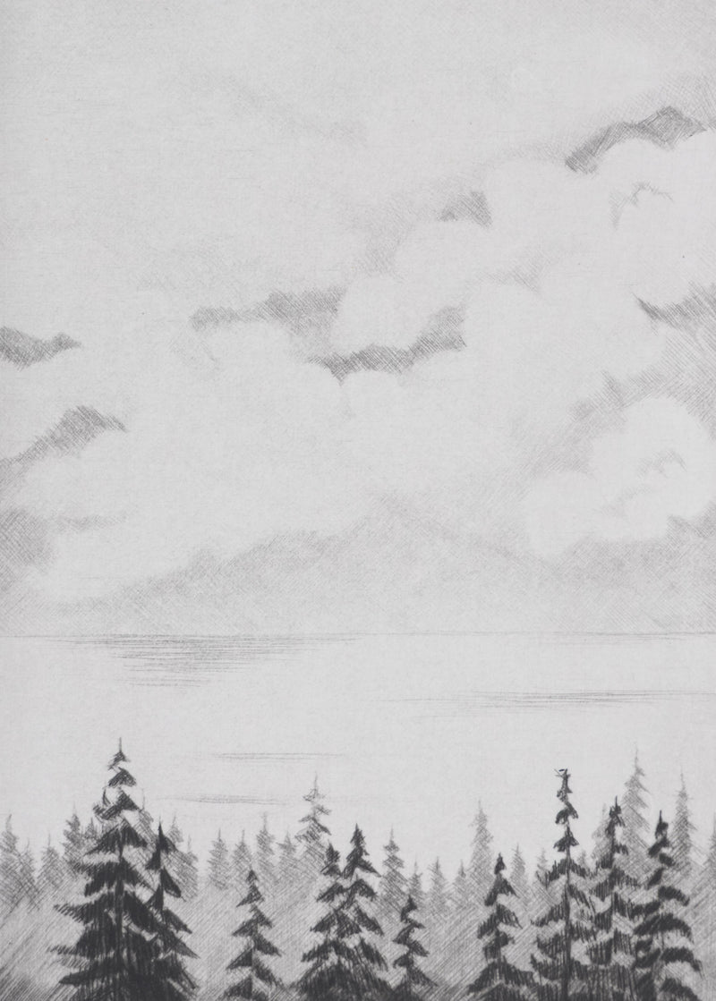 Camille COMBE : Lac norvégien, Gravure originale signée