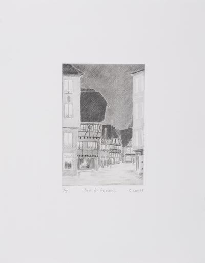 Camille COMBE : Soir à  Ausbach, Gravure originale signée