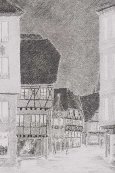 Camille COMBE : Soir à  Ausbach, Gravure originale signée