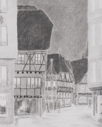 Camille COMBE : Soir à  Ausbach, Gravure originale signée