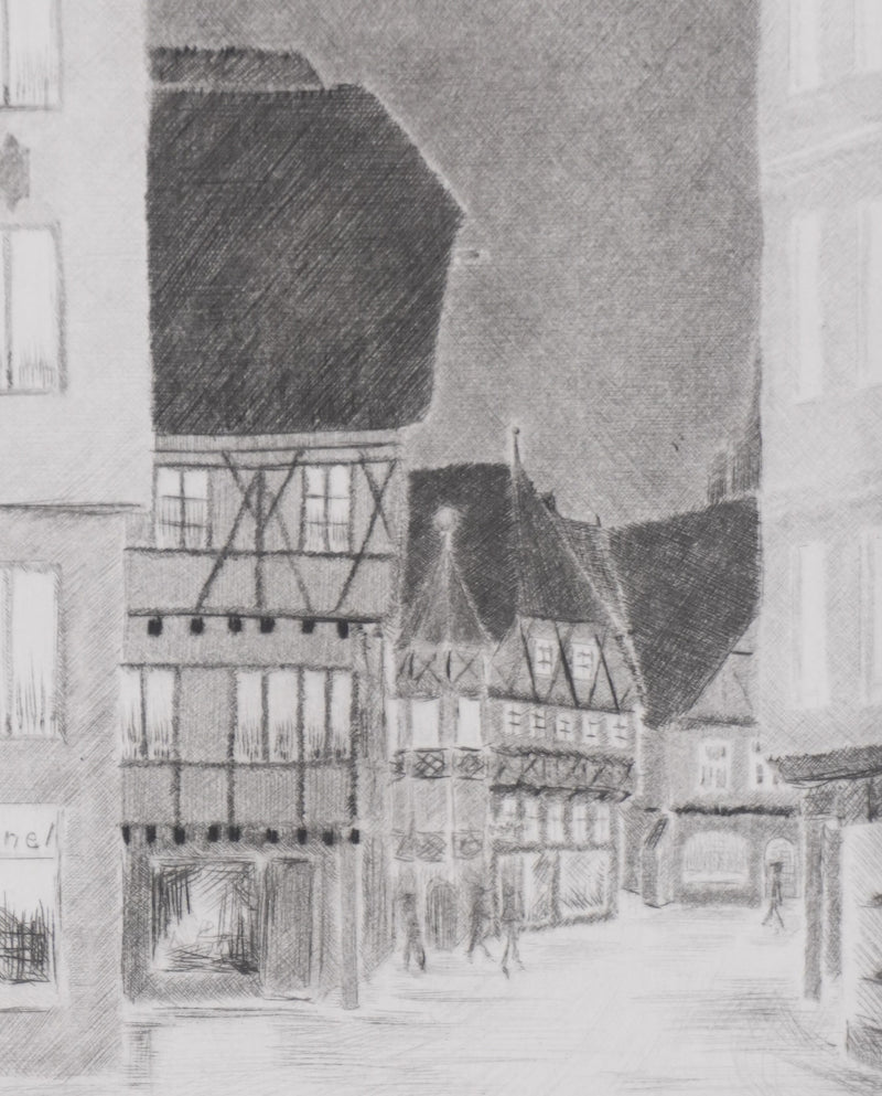 Camille COMBE : Soir à  Ausbach, Gravure originale signée