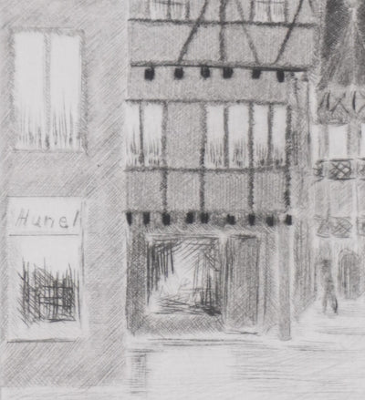Camille COMBE : Soir à  Ausbach, Gravure originale signée
