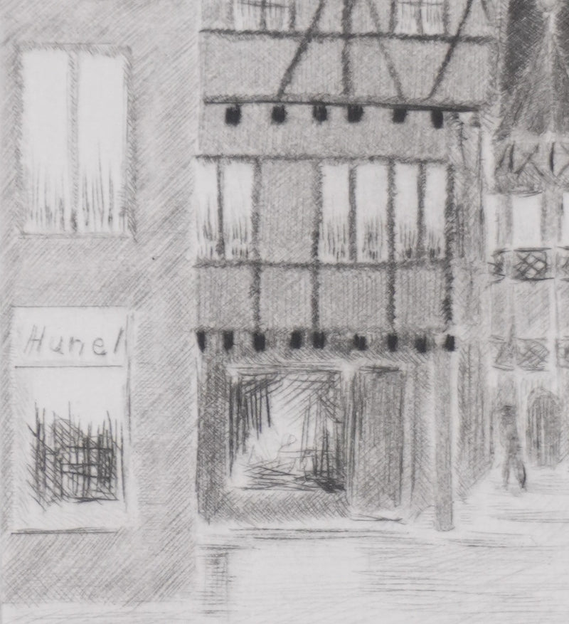 Camille COMBE : Soir à  Ausbach, Gravure originale signée