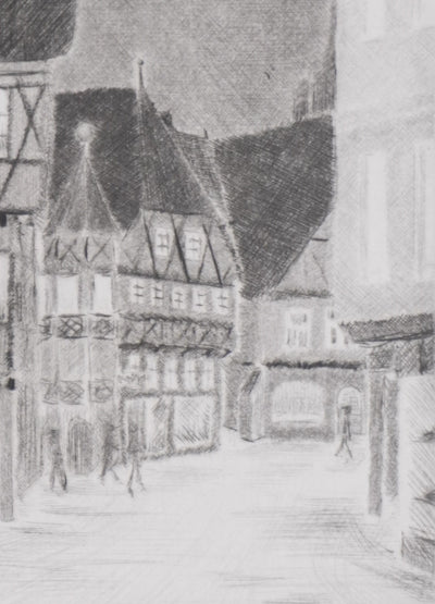 Camille COMBE : Soir à  Ausbach, Gravure originale signée
