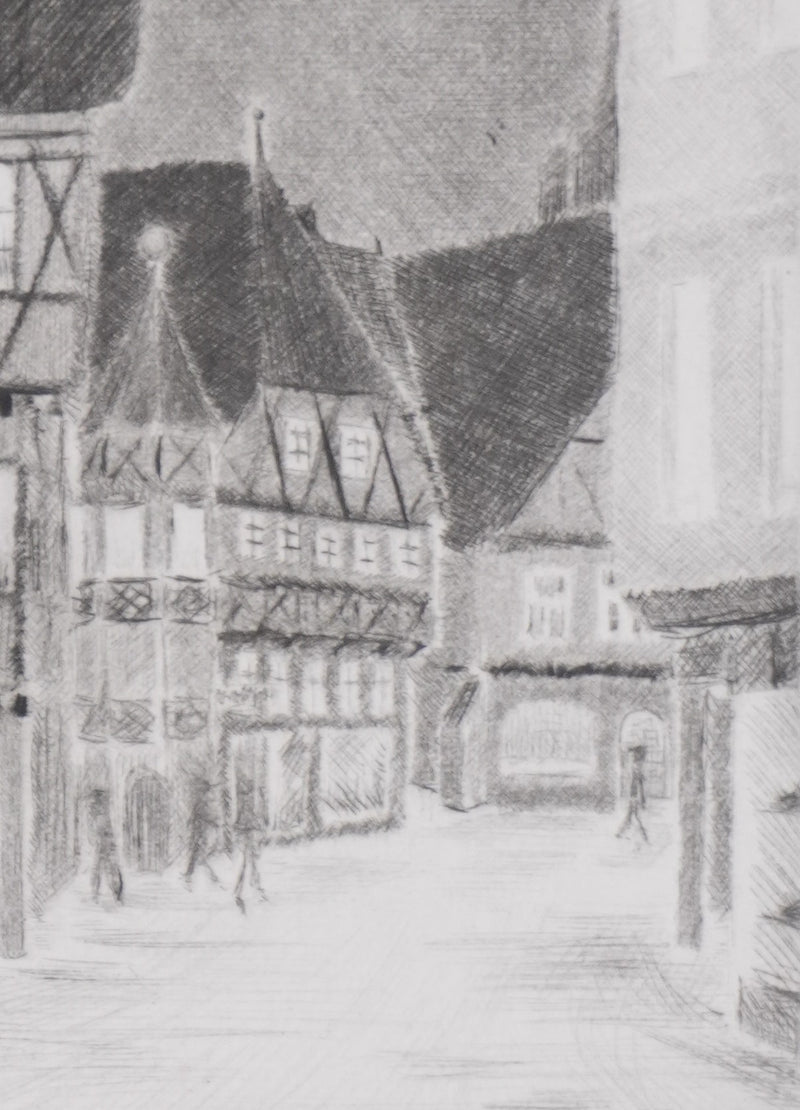 Camille COMBE : Soir à  Ausbach, Gravure originale signée