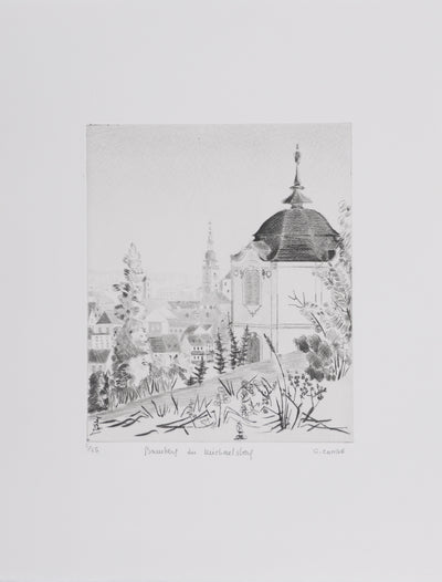 Camille COMBE : Bamberg du Michaelsberg, Gravure originale signée