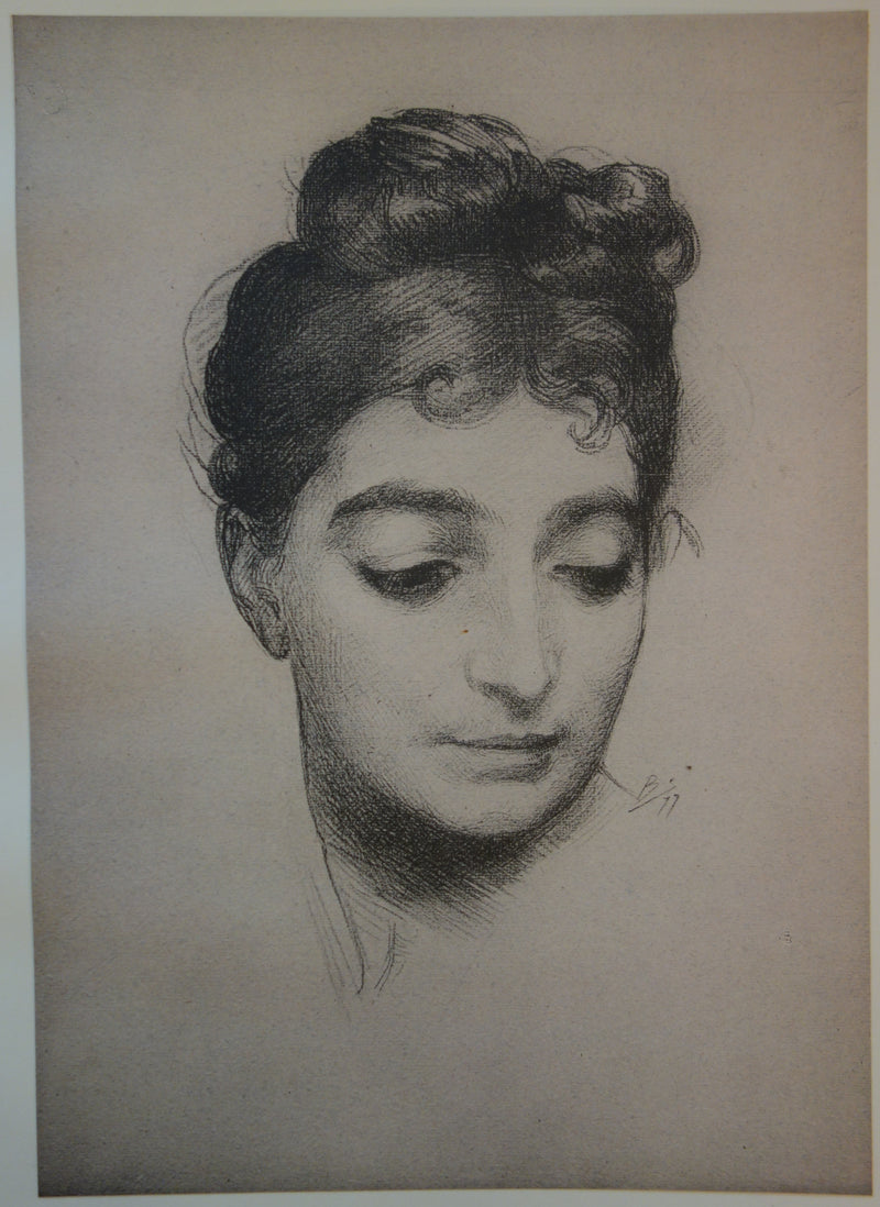 Félix BRACQUEMOND : Les amours de Marie, Lithographie originale signée