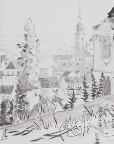 Camille COMBE : Bamberg du Michaelsberg, Gravure originale signée
