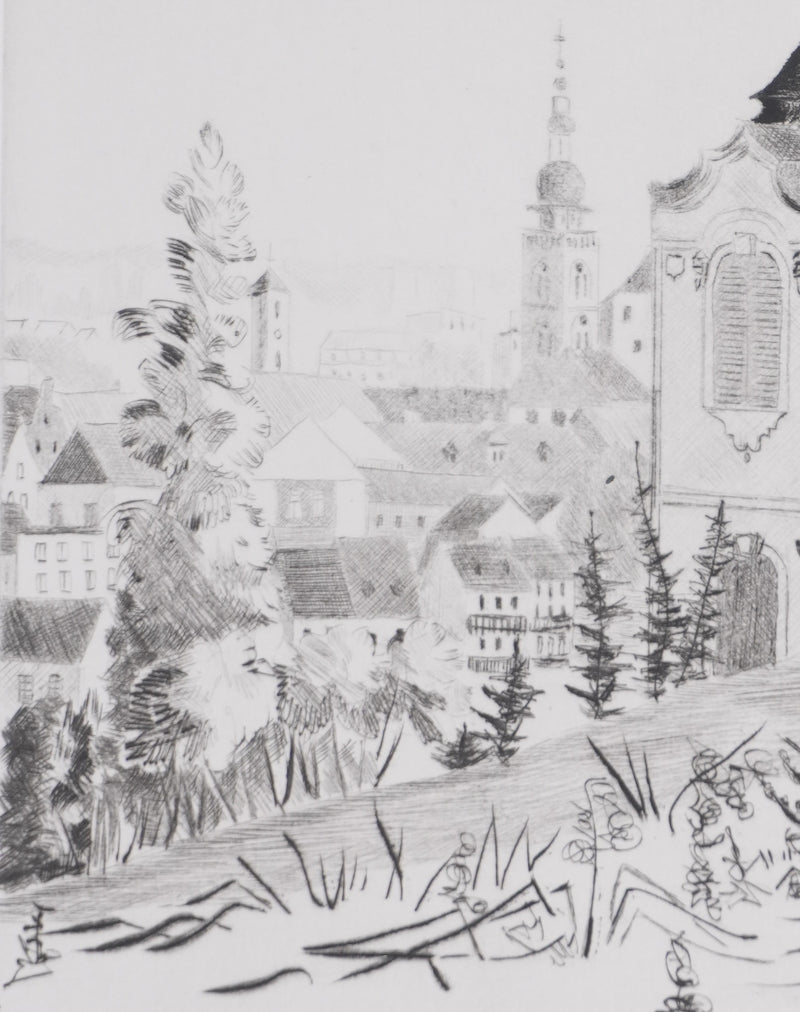 Camille COMBE : Bamberg du Michaelsberg, Gravure originale signée