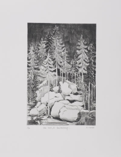 Camille COMBE : Un soir à Luisenberg, Gravure originale signée