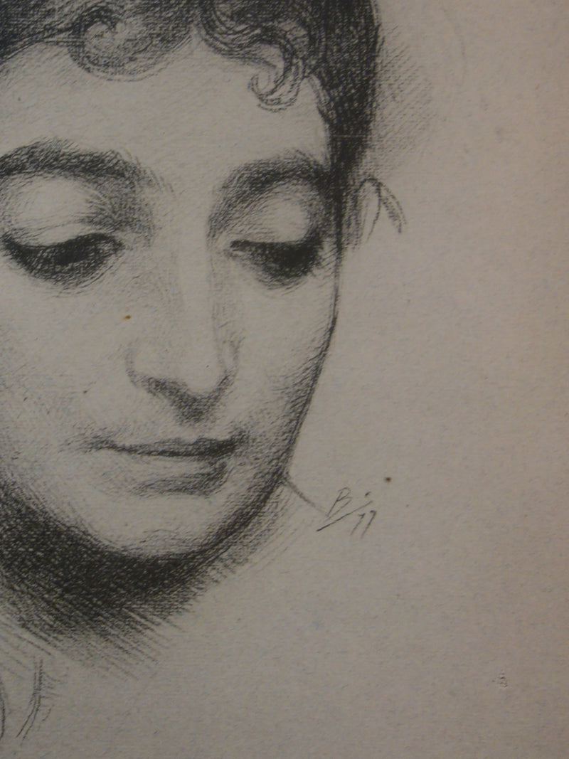 Félix BRACQUEMOND : Les amours de Marie, Lithographie originale signée