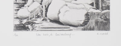 Camille COMBE : Un soir à Luisenberg, Gravure originale signée