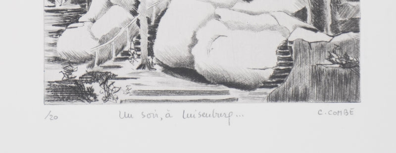 Camille COMBE : Un soir à Luisenberg, Gravure originale signée