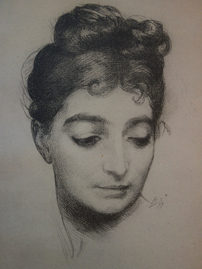 Félix BRACQUEMOND : Les amours de Marie, Lithographie originale signée