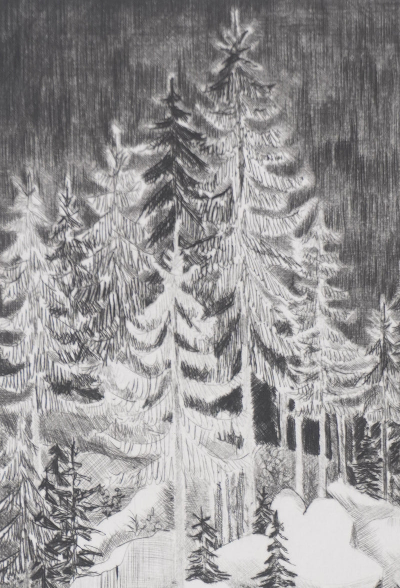 Camille COMBE : Un soir à Luisenberg, Gravure originale signée