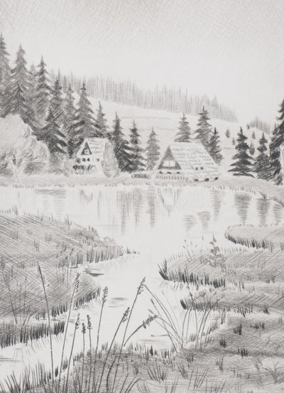 Camille COMBE : En forêt noire, Gravure originale signée