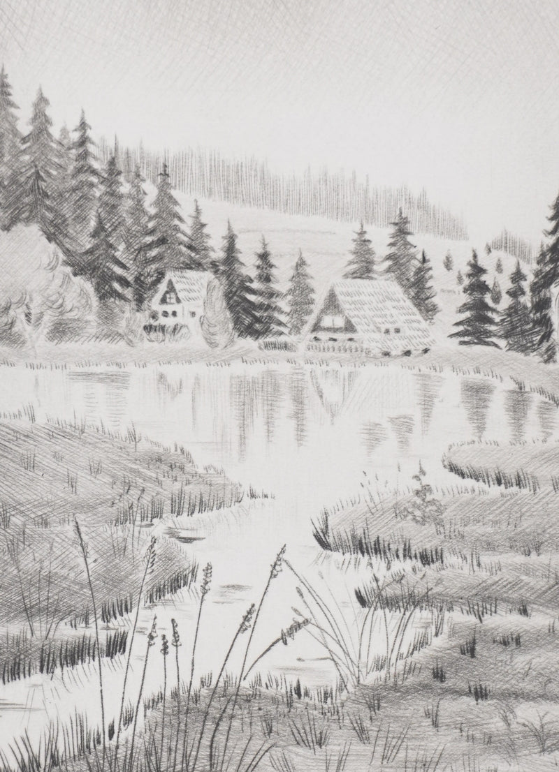 Camille COMBE : En forêt noire, Gravure originale signée