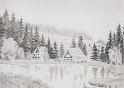 Camille COMBE : En forêt noire, Gravure originale signée