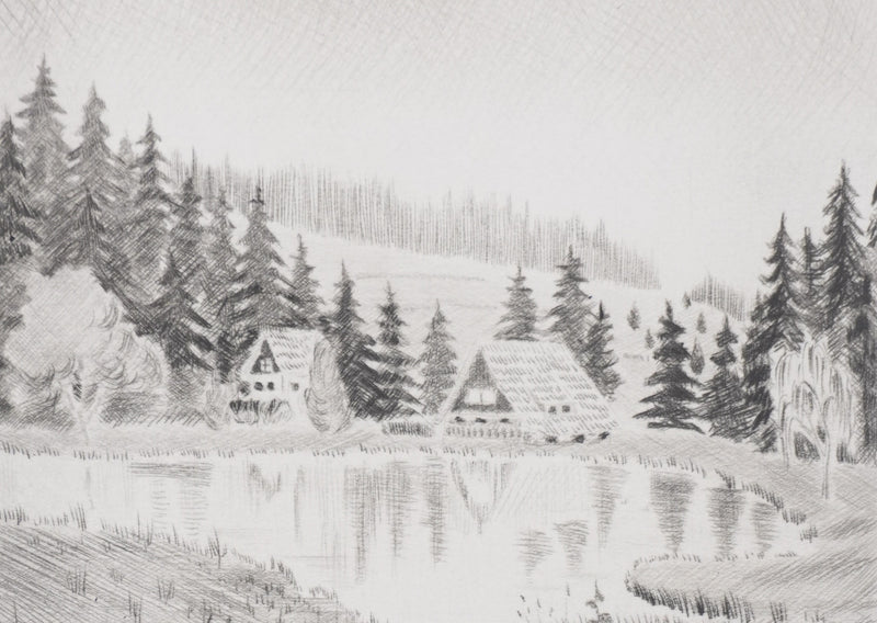 Camille COMBE : En forêt noire, Gravure originale signée