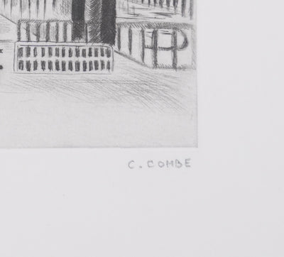 Camille COMBE : Dans le port de Hambourg, Gravure originale signée