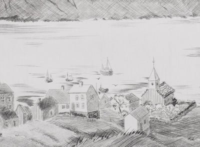 Camille COMBE : Aux îles Feroe, Gravure originale signée