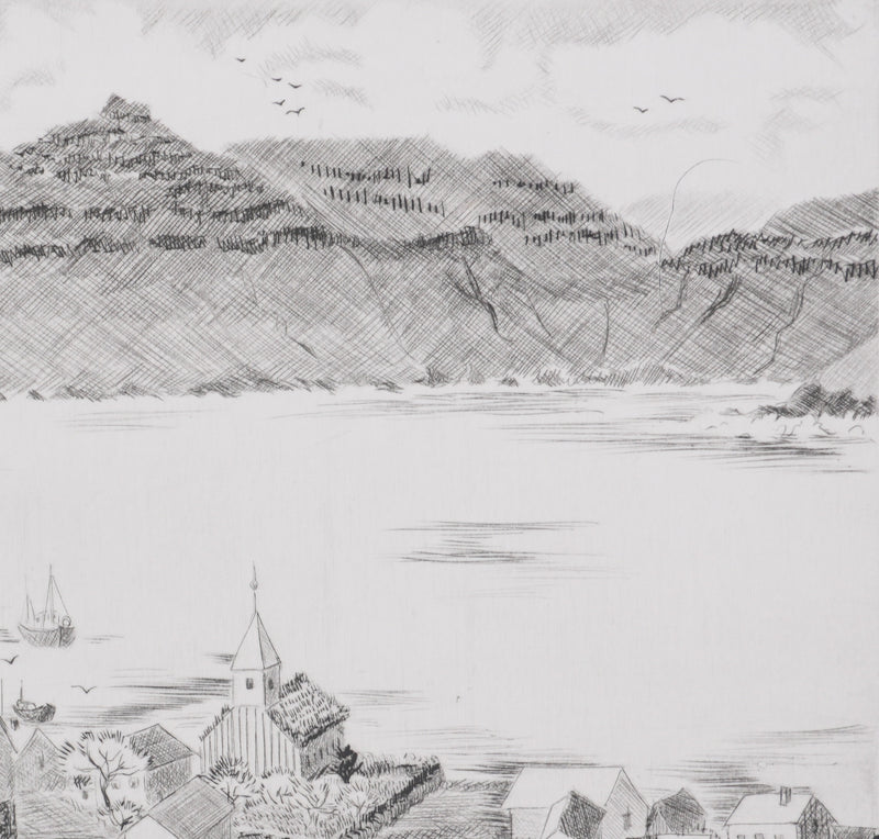 Camille COMBE : Aux îles Feroe, Gravure originale signée
