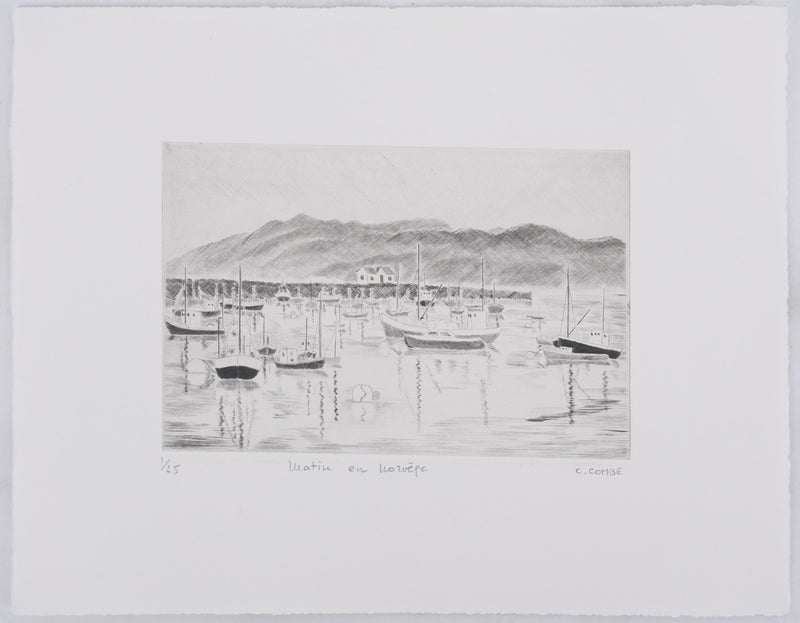 Camille COMBE : Matin en Norvège, Gravure originale signée