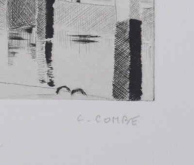 Camille COMBE : A Dordrecht (Pays-Bas), Gravure originale signée