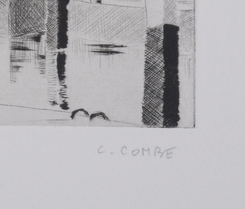 Camille COMBE : A Dordrecht (Pays-Bas), Gravure originale signée