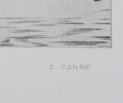 Camille COMBE : Le port de Spaarndam, Gravure originale signée