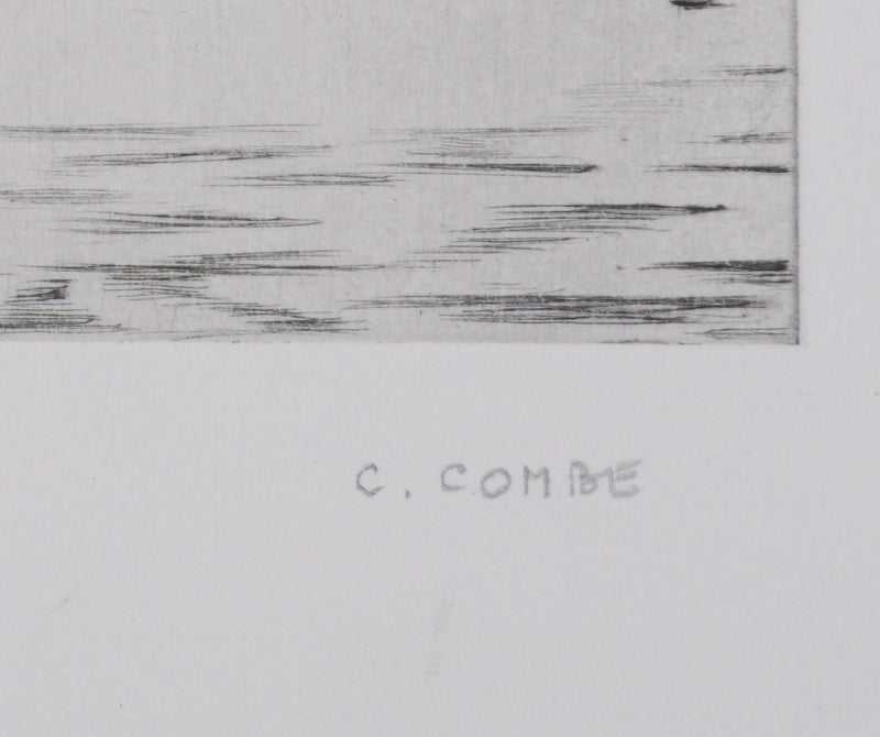 Camille COMBE : Le port de Spaarndam, Gravure originale signée
