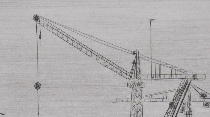 Camille COMBE : Le port de Spaarndam, Gravure originale signée