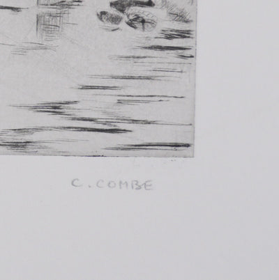 Camille COMBE : Calme dans le port d'Enkhuizen, Gravure originale signée
