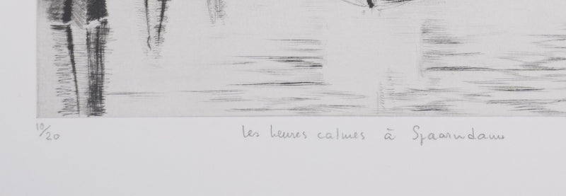 Camille COMBE : Les heures calmes de Spaarndam, Gravure originale signée