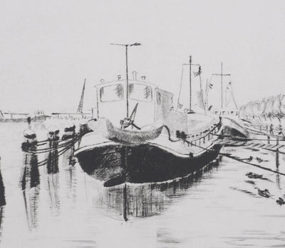 Camille COMBE : Les heures calmes de Spaarndam, Gravure originale signée